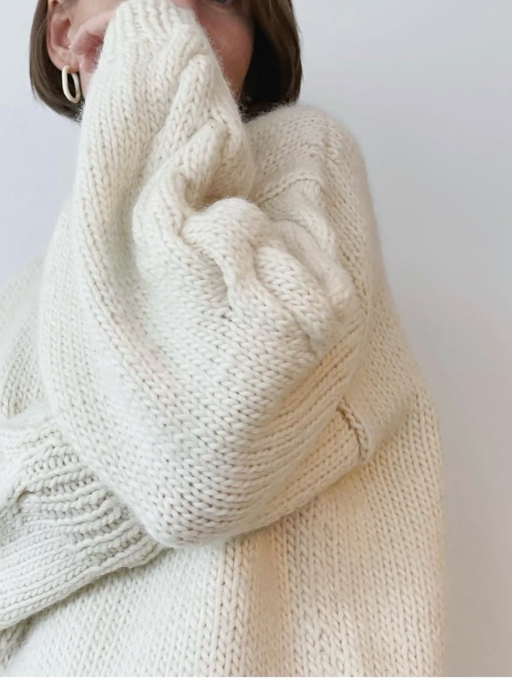 SLOBE iéna Chunky Knit Pure Wool Sweater – Off White